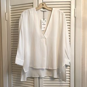Zara high low white top size M NWT